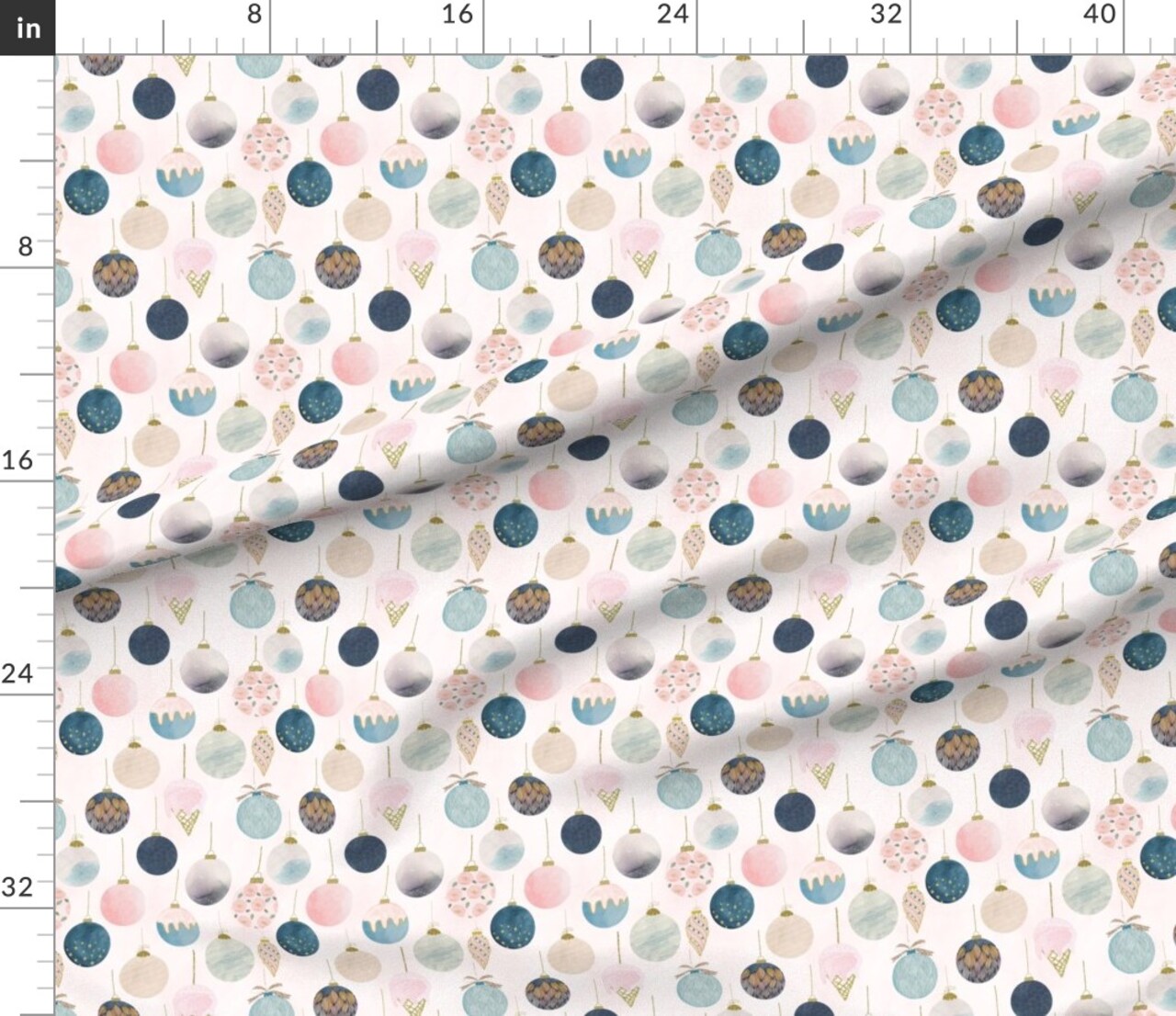 Various Fabrics by the Yard or Fat Quarter Modern Christmas Ornaments Blush Pink Denim Blue Feminine Custom Printed Fabric by Spoonflower